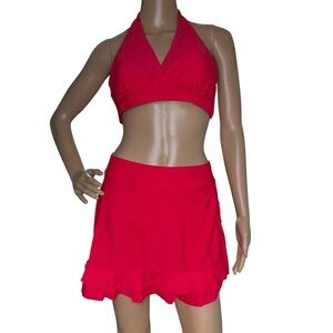 Younique Red 2 Piece Bathing Suit Skirt NWT Medium